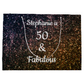 きらびやかな金ゴールドブラック50と素晴らしい誕生日パーティー ラージペーパーバッグ (裏面)