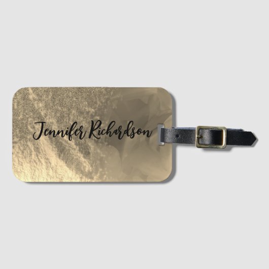 きらびやかな金ゴールドメタリックファンシーシックな書道 ラゲッジタグ (正面横)