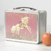 きらびやかな金ゴールドユニコーン メタルランチボックス (インサイチュ)