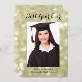 きらびやかな金ゴールド卒業写真のお知らせ 案内状 (正面/裏面)