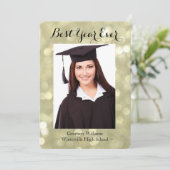 きらびやかな金ゴールド卒業写真のお知らせ 案内状 (スタンド正面)