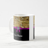 きらびやかな金ゴールド及び黒 コーヒーマグカップ (正面左)