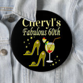 きらびやかな金ゴールド第60回誕生パーティー 缶バッジ (インサイチュ)