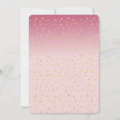 きらびやかな金ゴールド紙吹雪ピンクグラデーションベビーシャワー 招待状 (裏面)