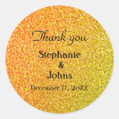 きらびやかな金ゴールド結婚式の引き出物ラベルクールありがとう ラウンドシール (正面)