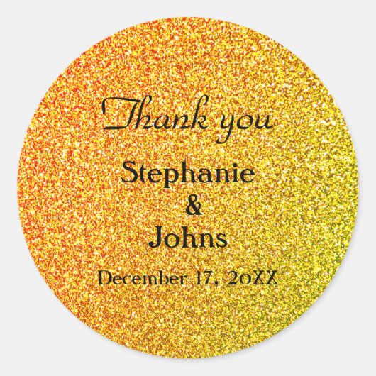 きらびやかな金ゴールド結婚式の引き出物ラベルクールありがとう ラウンドシール (正面)