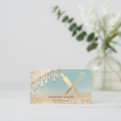 きらびやかな金ゴールド転がドリップスのピンウィスクシェフベーカリー 名刺 (スタンド正面)