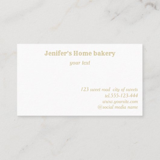 きらびやかな金ゴールド転がドリップスのピンウィスクシェフベーカリー 名刺 (裏面)