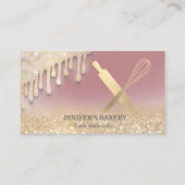 きらびやかな金ゴールド転がドリップスのピンウィスクシェフベーカリー 名刺 (正面)