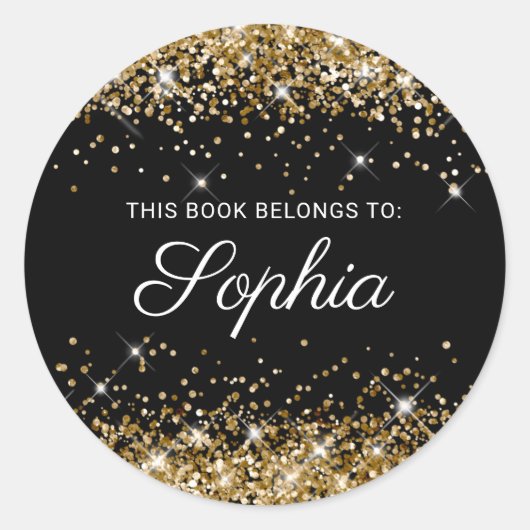 きらびやかな金ゴールド黒エレガント書本 ラウンドシール (正面)