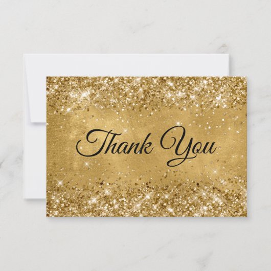 きらびやかな金ゴールド50誕生日 サンキューカード (正面)