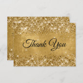 きらびやかな金ゴールド50誕生日 サンキューカード (正面/裏面)