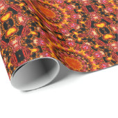 きらびやかな金ゴールド、抽象的なこはく色の赤い宝石 ラッピングペーパー (ロールコーナー)
