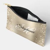 きらびやかな金淡い色の箔モノグラファンシーム アクセサリーポーチ (見開き)