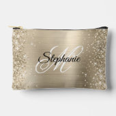 きらびやかな金淡い色の箔モノグラファンシーム アクセサリーポーチ (正面)