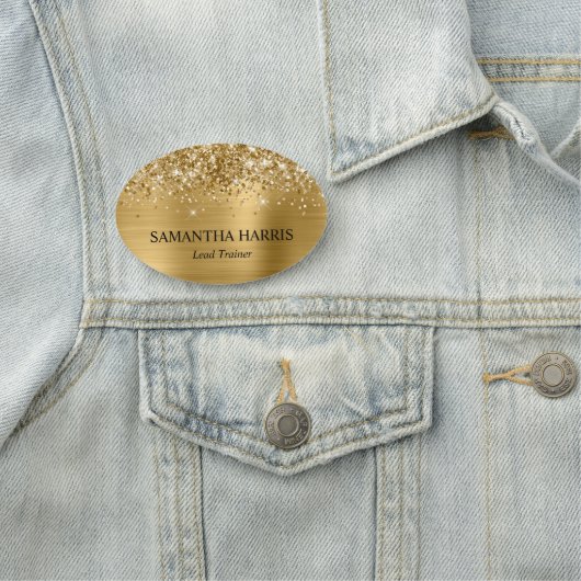 きらびやかな金箔の長方形ロゴ 名札 (インサイチュ)