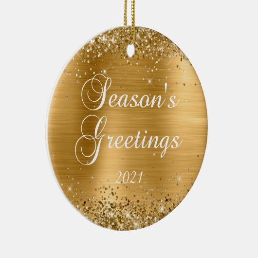 きらびやかな金箔シーズンの挨拶の写真 セラミックオーナメント (右)
