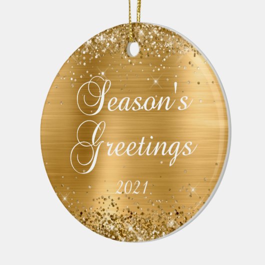 きらびやかな金箔シーズンの挨拶の写真 セラミックオーナメント (左)
