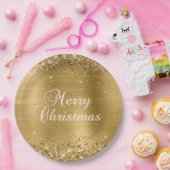 きらびやかな金箔メリークリスマス ペーパープレート (パーティー)