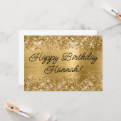 きらびやかな金箔モダンハッピーバースデー カード (正面/裏面インサイチュ)