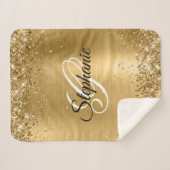 きらびやかな金箔モノグラファンシーム シェルパブランケット (正面(横))