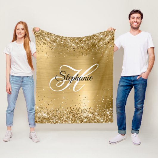 きらびやかな金箔モノグラファンシーム フリースブランケット (インサイチュ)