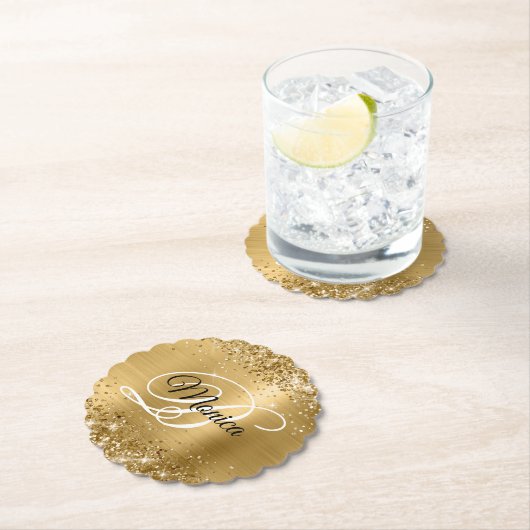 きらびやかな金箔モノグラファンシーム ペーパーコースター (インサイチュ)