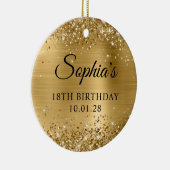 きらびやかな金箔18誕生日写真 セラミックオーナメント (右)