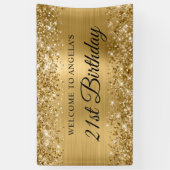 きらびやかな金箔21歳の誕生日へようこそ 横断幕 (縦)