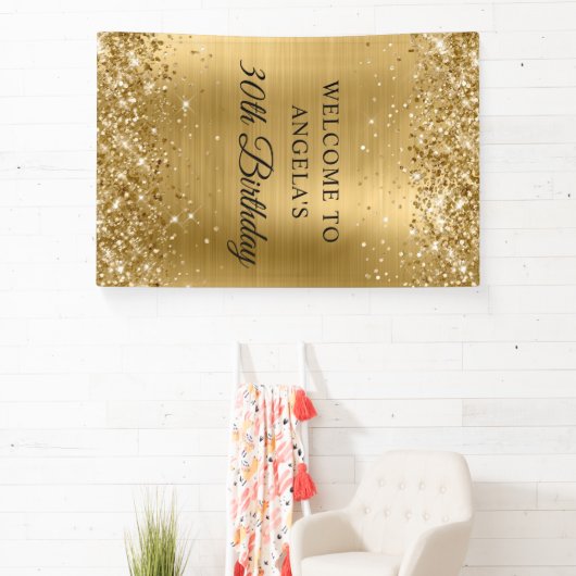 きらびやかな金箔30th誕生日の垂直 横断幕 (インサイチュ)