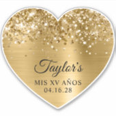 きらびやかな金箔Mis XVアニョスハート形状 シール (正面)