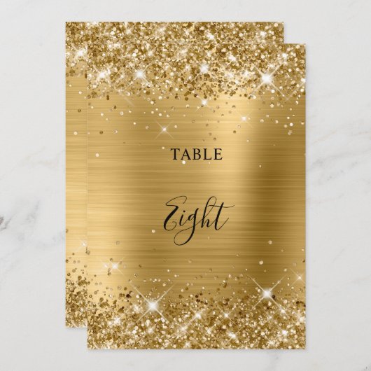 きらびやかな金結婚箔の表番号5x7カード (正面/裏面)