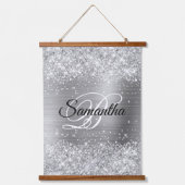 きらびやかな銀グラムモノグラファンシーム 吊り下げ型タペストリー (正面)