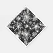 きらびやかな銀フェスティバル雪片パターン スタンダードランチョンナプキン (角)