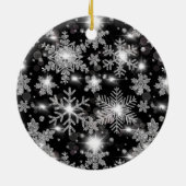 きらびやかな銀フェスティバル雪片パターン セラミックオーナメント (裏面)