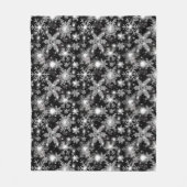 きらびやかな銀フェスティバル雪片パターン フリースブランケット (正面)