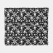 きらびやかな銀フェスティバル雪片パターン フリースブランケット (正面(横))