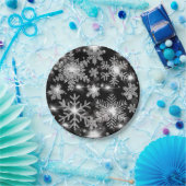 きらびやかな銀フェスティバル雪片パターン ペーパープレート (パーティー)