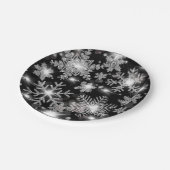 きらびやかな銀フェスティバル雪片パターン ペーパープレート (アングル)