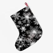 きらびやかな銀フェスティバル雪片パターン ラージクリスマスストッキング (裏面 (吊り時))