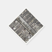 きらびやかな銀弦ビーズ誕生日 スタンダードカクテルナプキン (角)