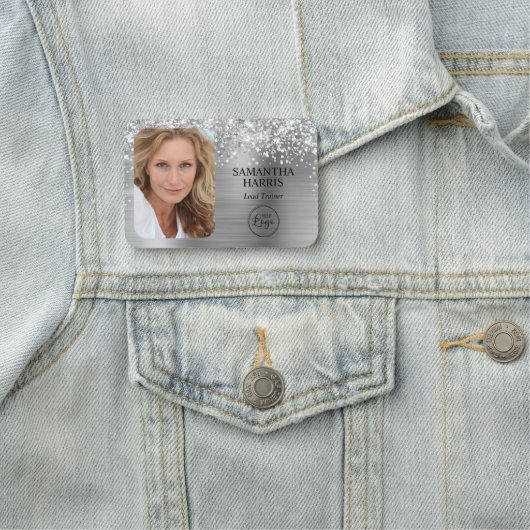 きらびやかな銀箔のロゴと写真 名札 (インサイチュ)