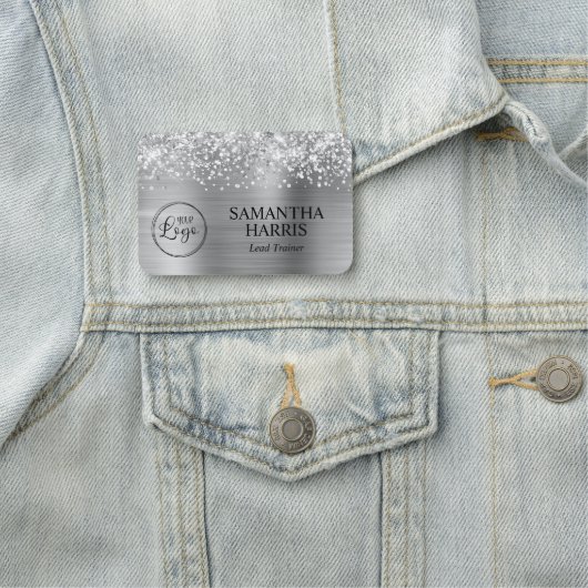 きらびやかな銀箔のロゴ 名札 (インサイチュ)