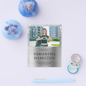 きらびやかな銀箔の写真卒業 チラシ (シングル)