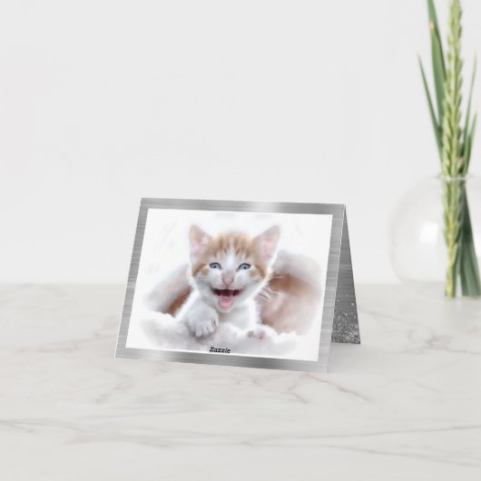 きらびやかな銀箔の写真私たちの初めてのクリスマス シーズンカード (裏面)