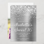 きらびやかな銀箔の甘い16写真 招待状 (正面/裏面)