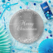 きらびやかな銀箔メリークリスマス ペーパープレート (パーティー)