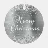 きらびやかな銀箔メリークリスマス メタルオーナメント (正面)