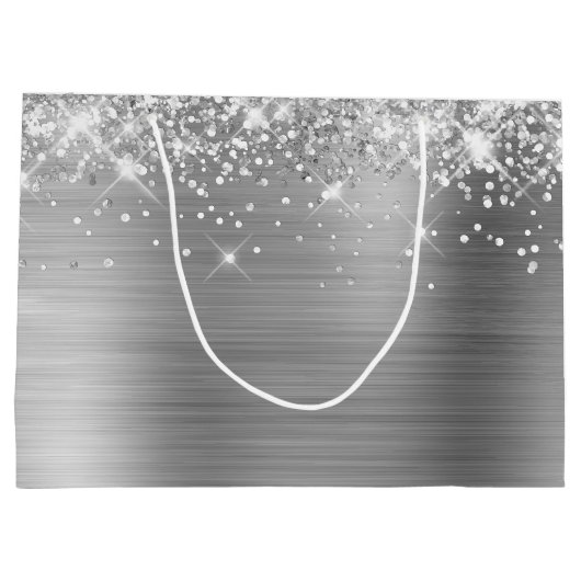 きらびやかな銀箔メリーファンシークリスマス ラージペーパーバッグ (裏面)