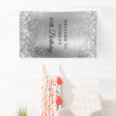 きらびやかな銀箔40th誕生日バーティカル 横断幕 (インサイチュ)